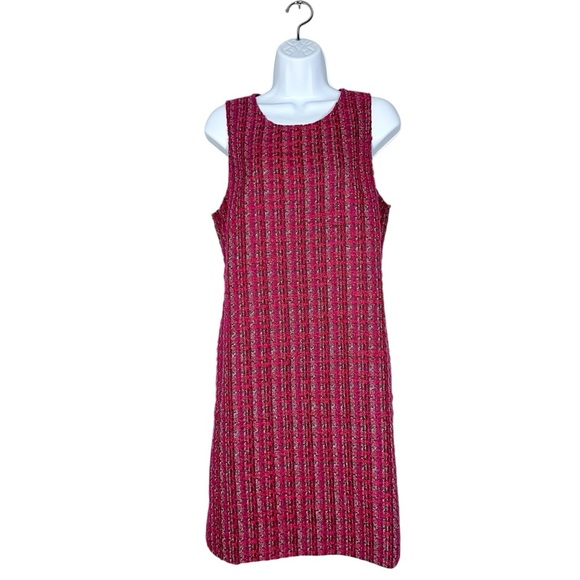 J. Crew Factory Womens Sleeveless Lined Pink Tweed Shift Dress Preppy Size 12 - Picture 13 of 13